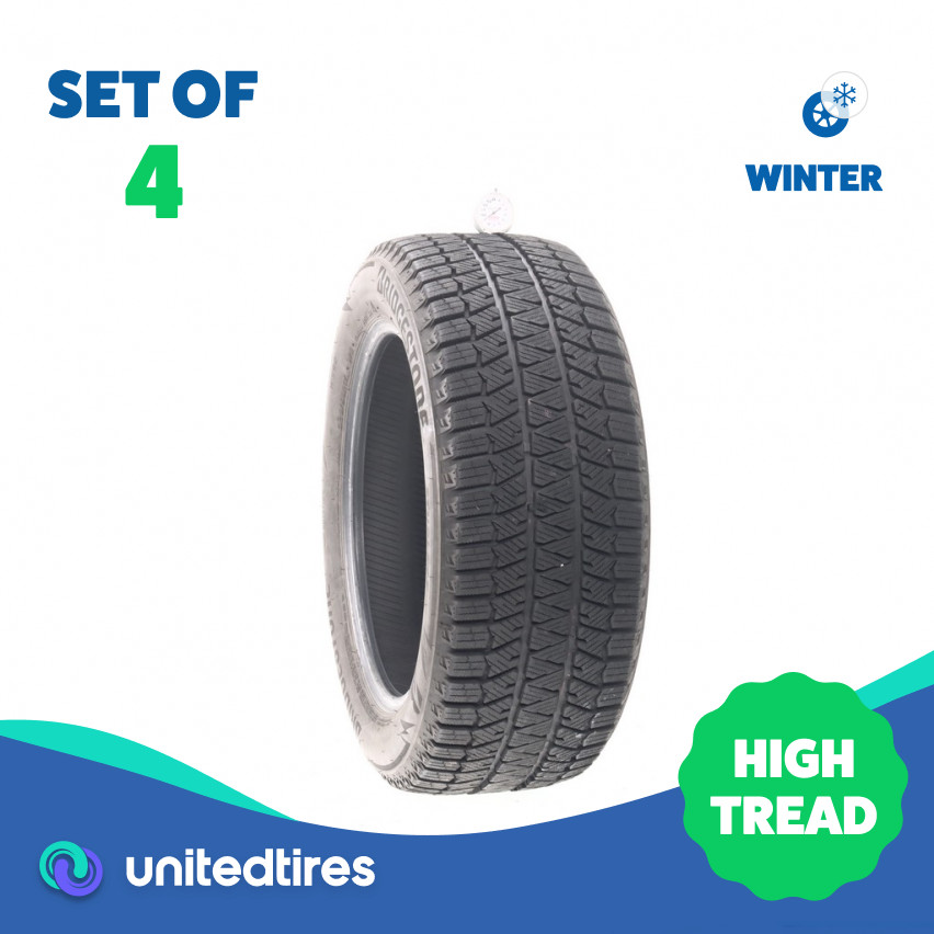 Set of (4) Used 225/55R17 Bridgestone Blizzak WS90 Studless 97H – 9-10.5/32