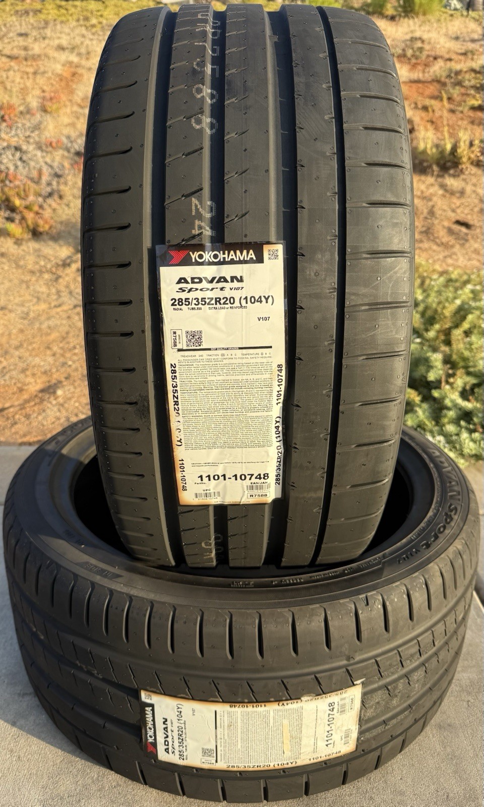 TWO BRAND NEW 285/35ZR20 Yokohama ADVAN Sport V107 Tires Like Michelin Pilot 4S!