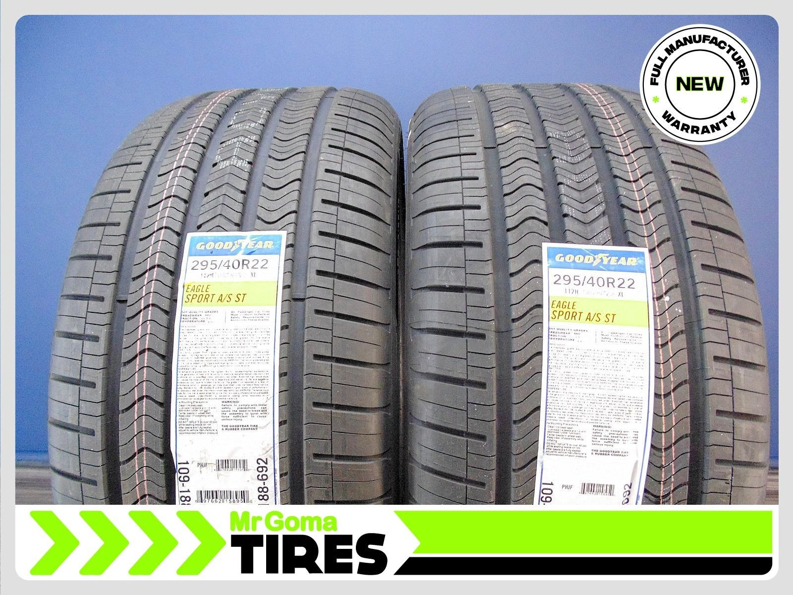 2 BRAND NEW 295/40R22 GOODYEAR EAGLE SPORT A/S TIRES SEALTECH XL 2954022 112H