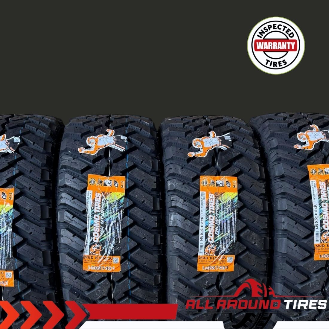 Set of 4 Brand New Cosmo Mud Kicker 33×12.50R20 – Mud-Terrain Tires 00364
