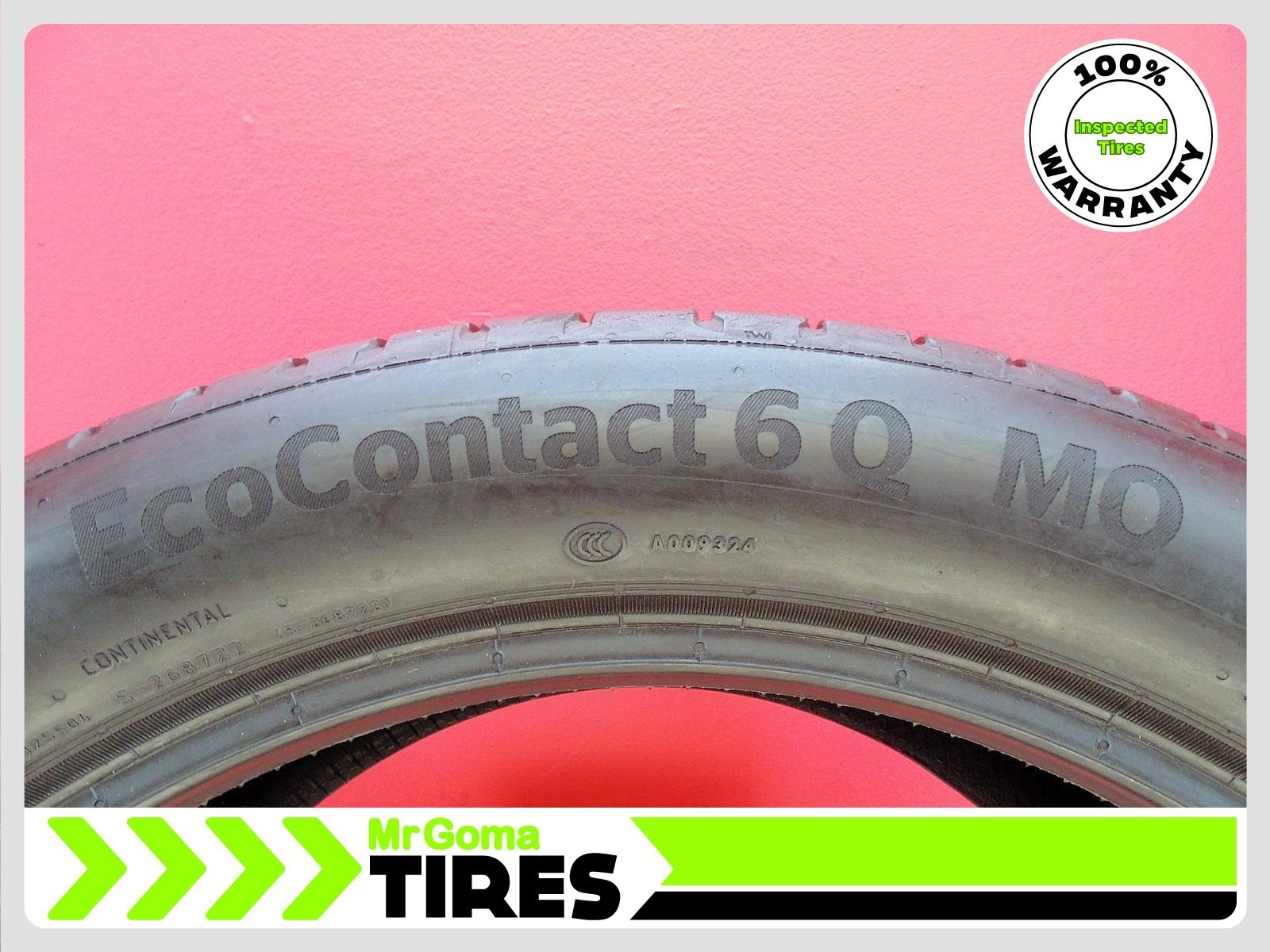 1 CONTINENTAL ECOCONTACT 6 Q MO MERCEDES XL 285/40R20 USED TIRE 7.3/32 TREAD