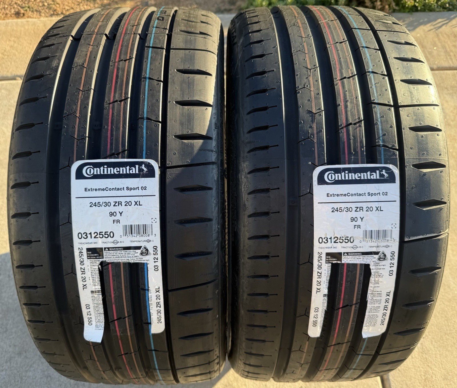 Set of TWO BRAND NEW 245/30ZR20 90Y Continental ExtremeContact Sport 02 Tires