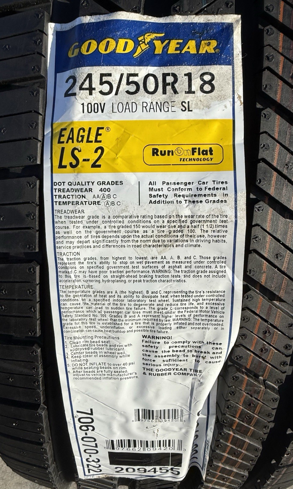 FOUR BRAND NEW 245/50R18 Goodyear Eagle LS2 All Season ★ BMW Run Flat ROF Tires