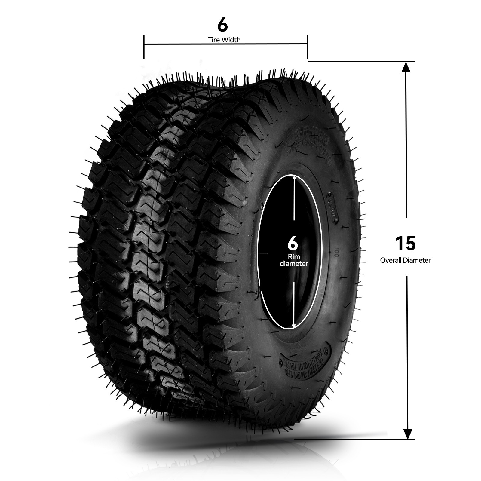 2PCS ATV TIRES 15×6-6 15x6x6 Lawn Mower Turf Tires 15×6.00-6 4ply
