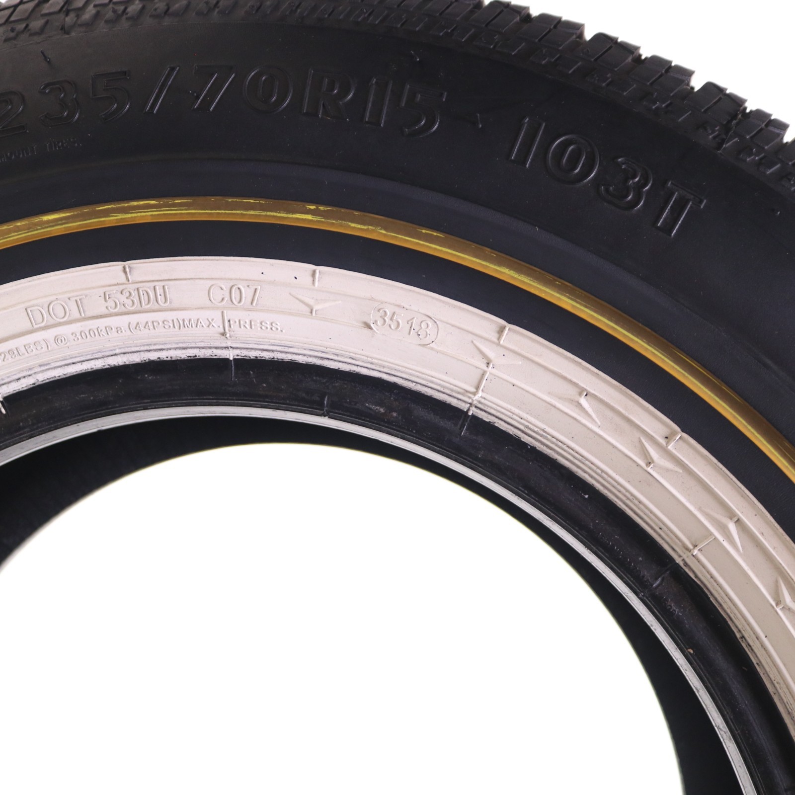 Used 235/70R15 Vogue Custom Built Radial VIII Gold Stripe 103T 8.5/32 No Repairs
