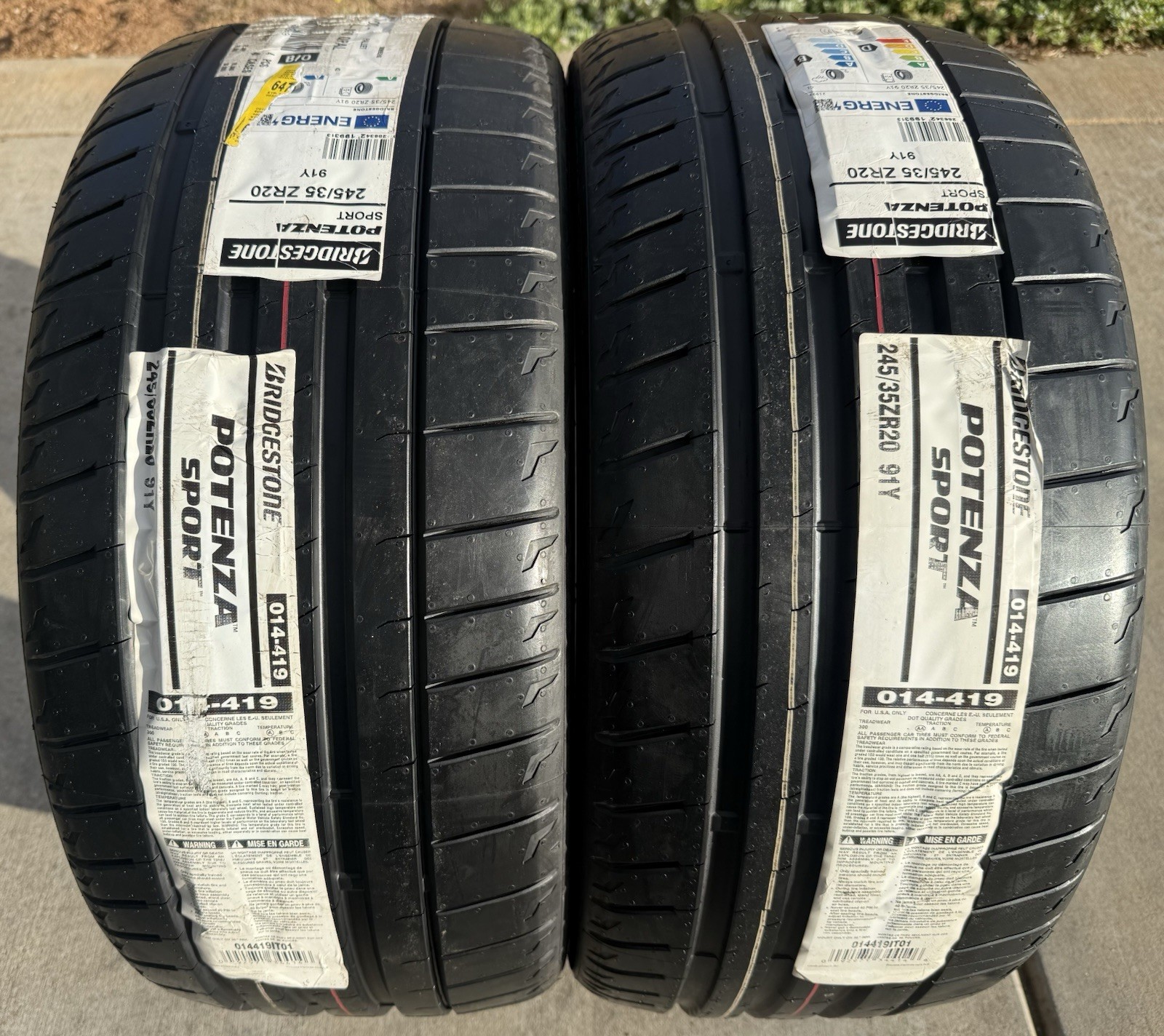 Set of TWO BRAND NEW 245/35ZR20 Bridgestone Potenza Sport Tires Like Michelin 4S