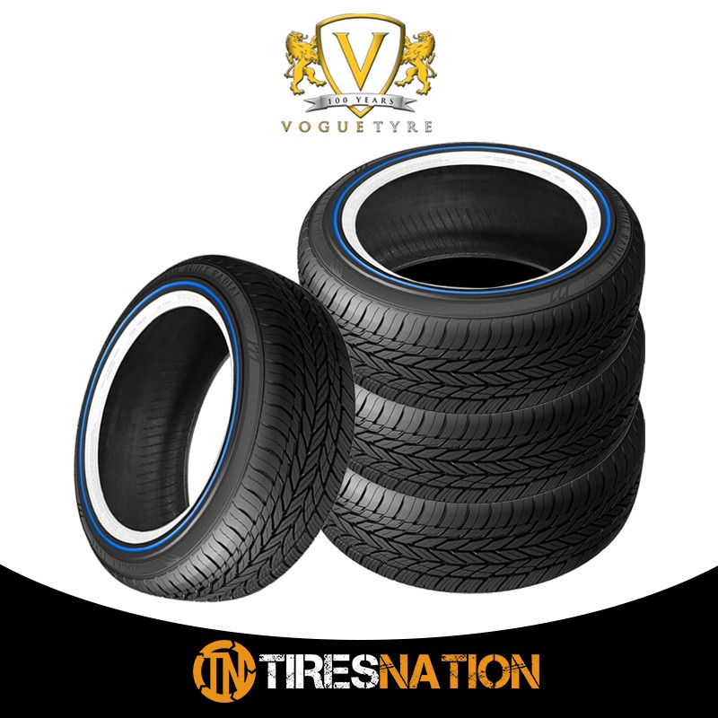 (1) New Vogue Custom Built Radial White/Blue 215/70R15XL 103H Tires
