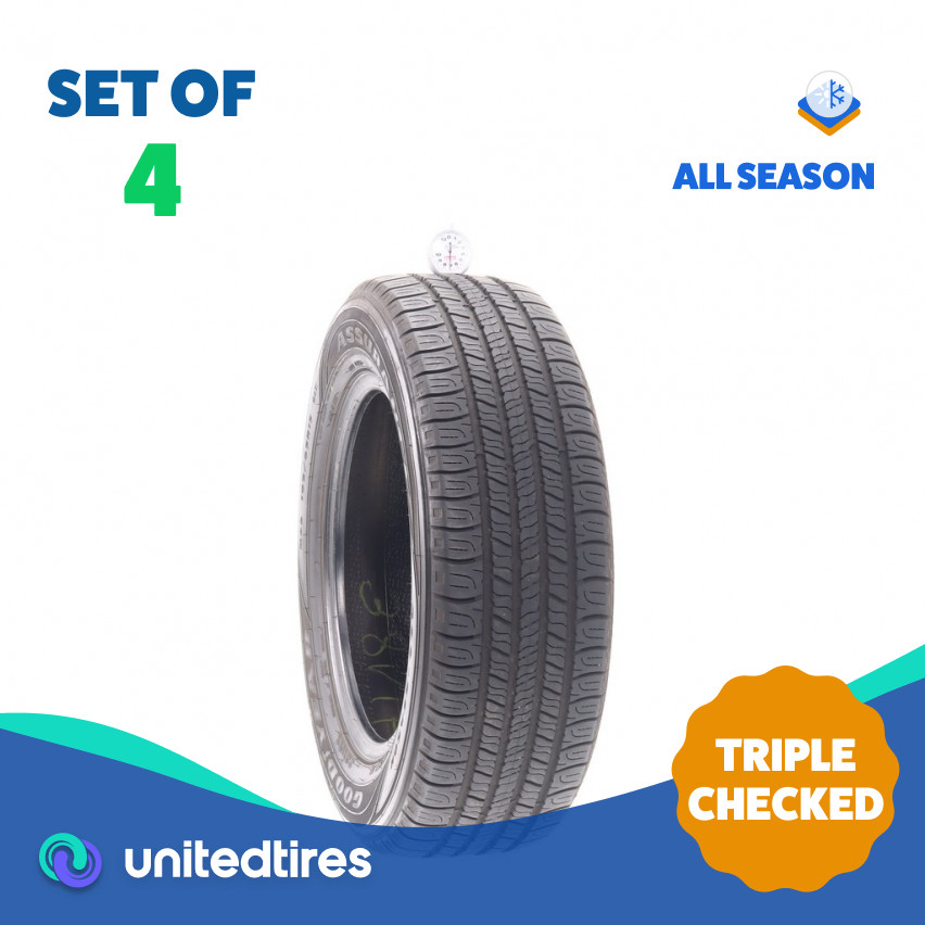 Set of (4) Used 195/65R15 Goodyear Assurance All-Season 91T – 7-8/32