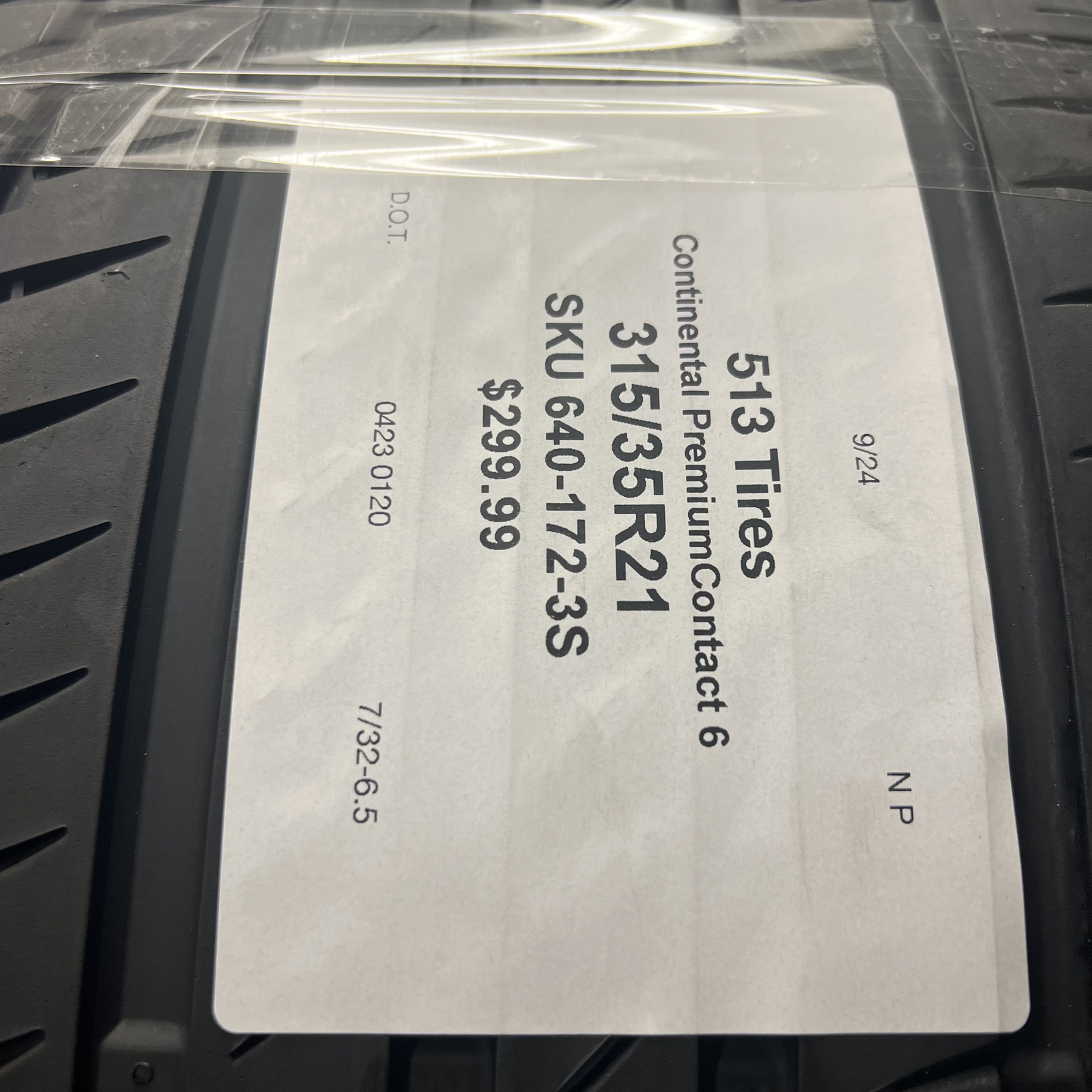 Set Of 2 Tires LikeNEW Continental PremiumContact 6 SSR 315/35R21 111Y NO Patch