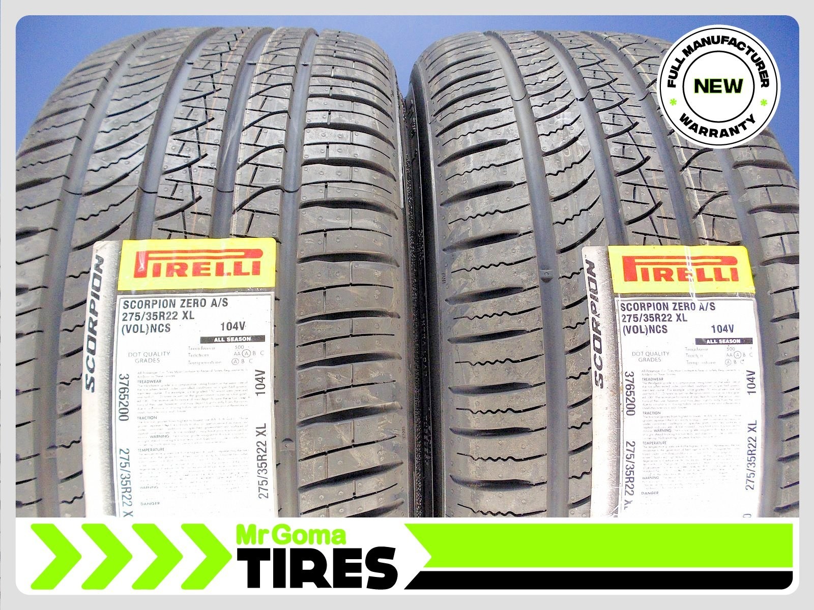 2 BRAND NEW PIRELLI SCORPION TM ZERO A/S VOL PNCS XL 275/35R22 TIRES 2753522