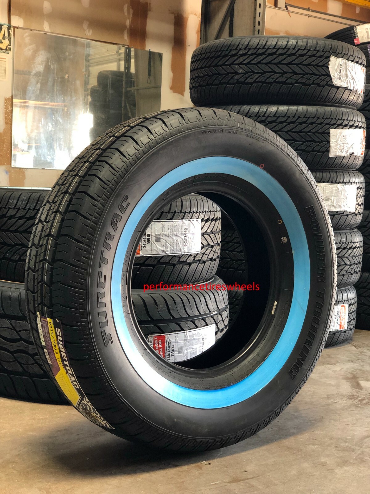SET OF 4 NEW 235-75R15 105S SURETRAC WIDE 1.5″ WHITE WALL RADIAL TIRE 235/75-15