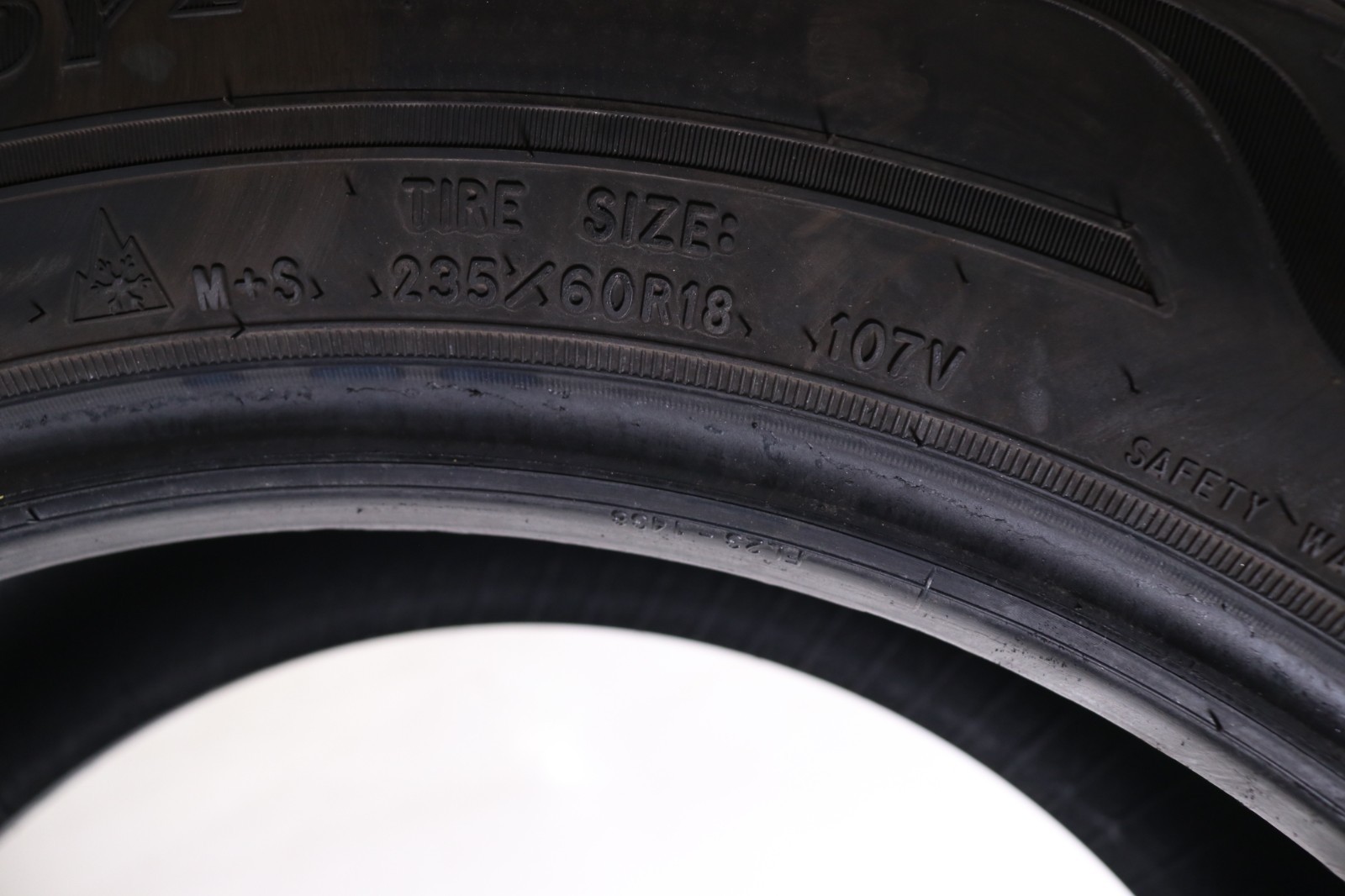 Set of 2 Used 235/60R18 Goodyear Assurance WeatherReady 2 – 107V – 8-8.5/32