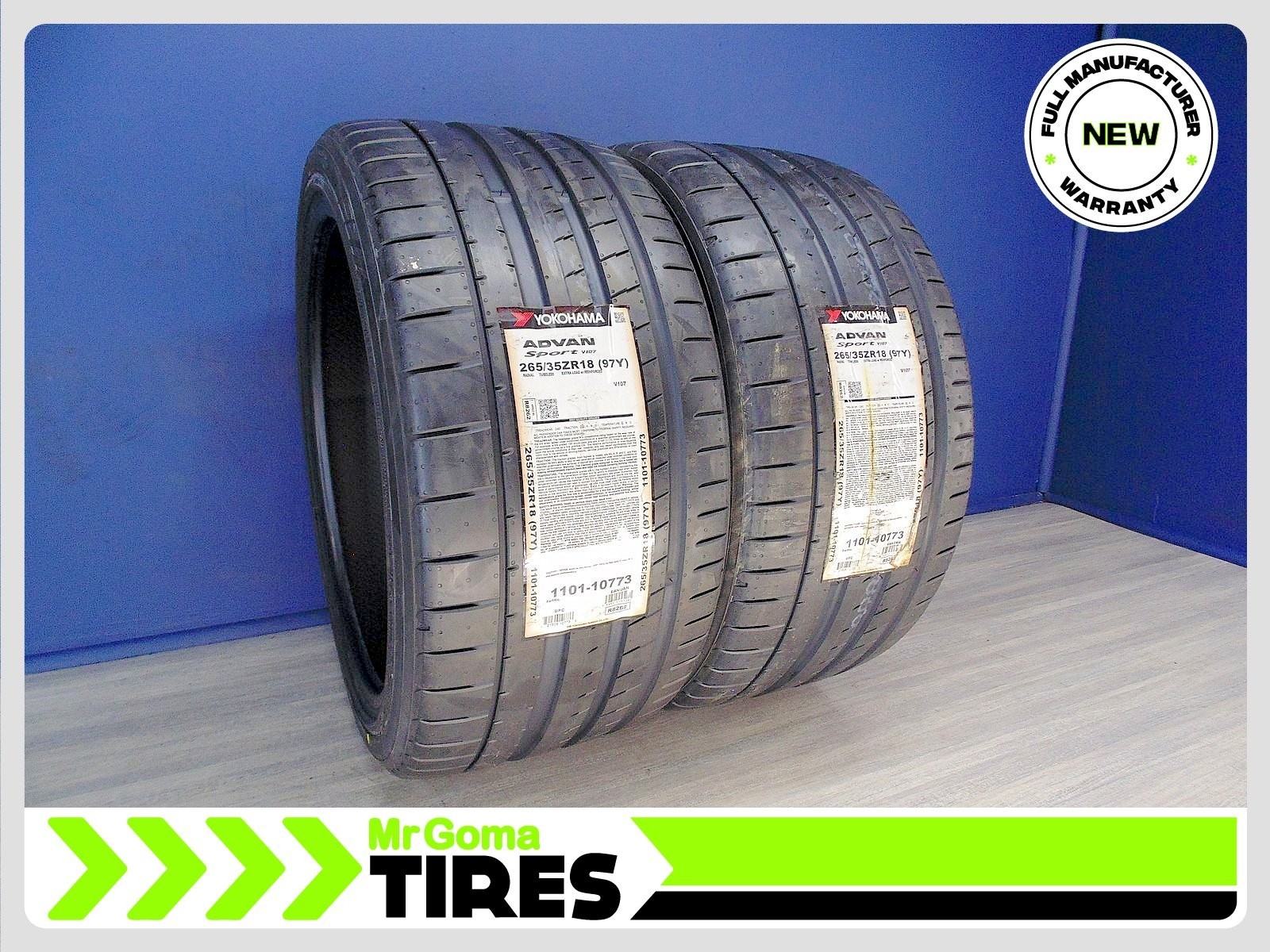 2 BRAND NEW YOKOHAMA ADVAN SPORT V107 XL 265/35ZR18 TIRES 97Y 2653518