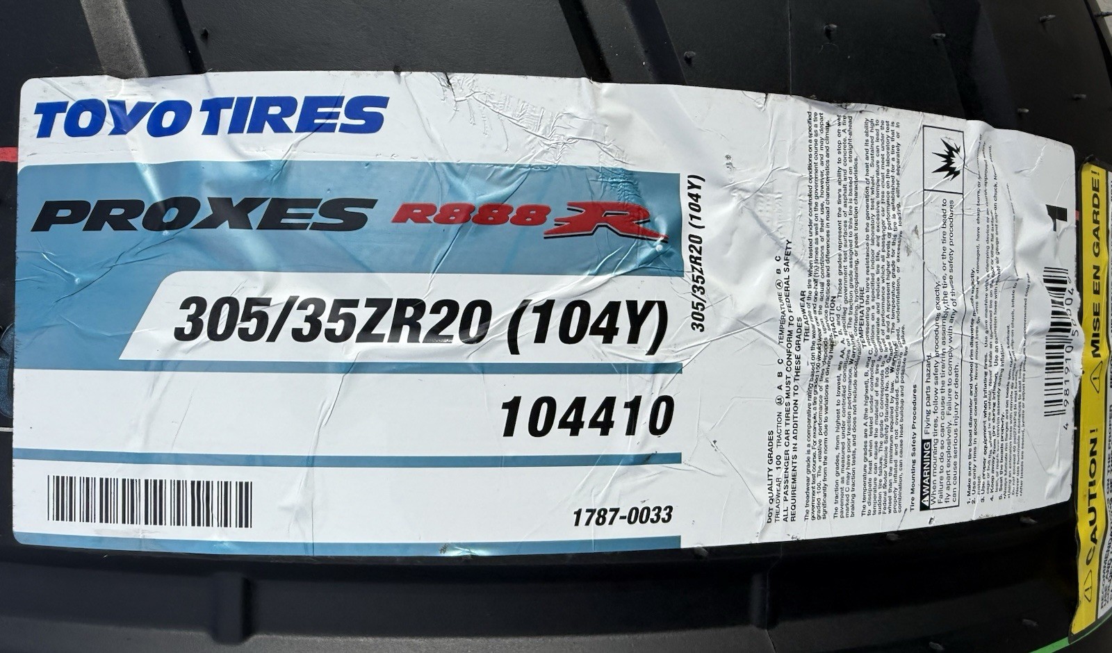 TWO BRAND NEW 305/35ZR20 (104Y) Toyo R888R Streetable Track & Competition Tires