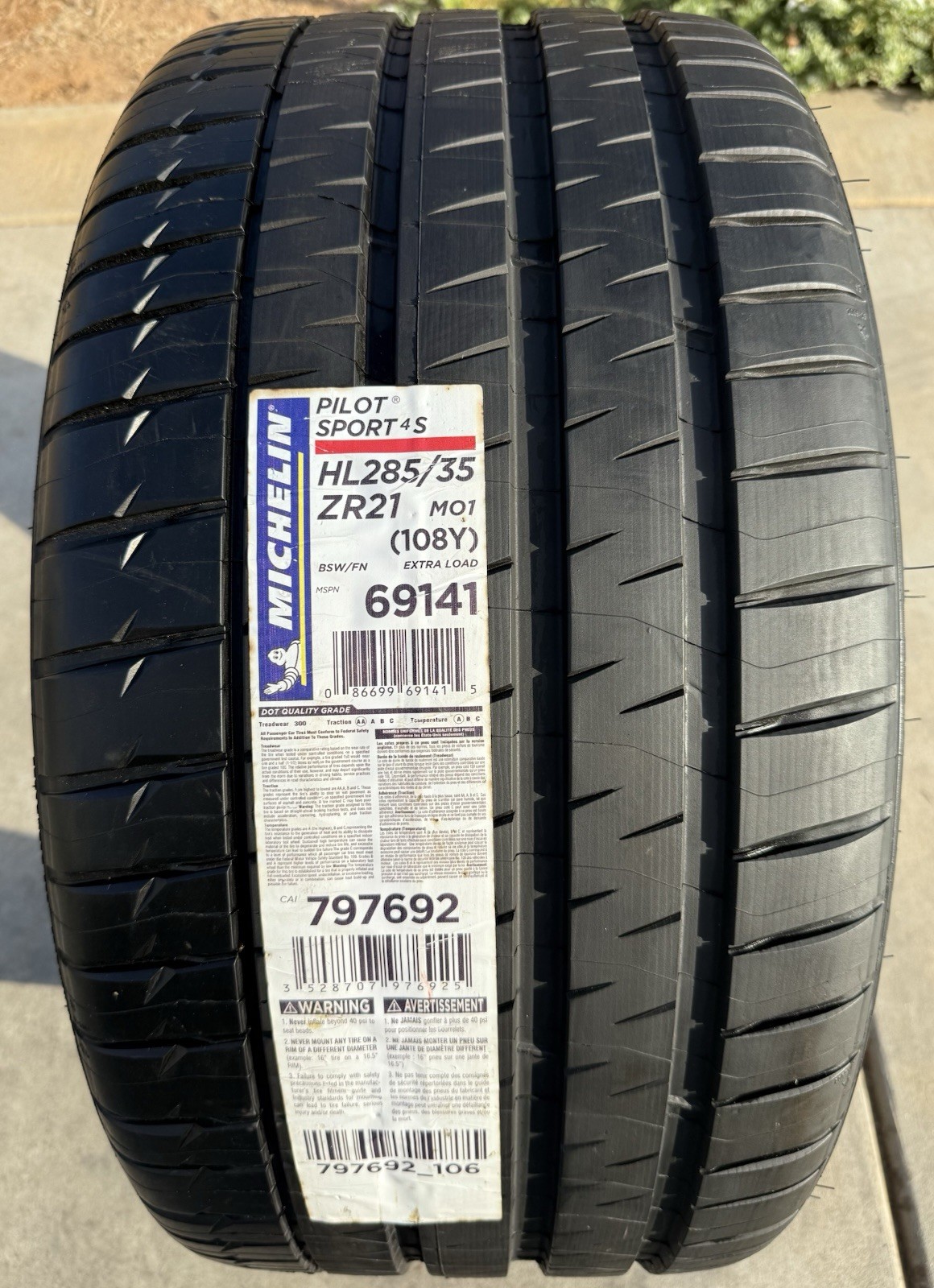 TWO BRAND NEW HL285/35ZR21 (108Y) Michelin Pilot Sport 4S MO1 Tires 285/35ZR21