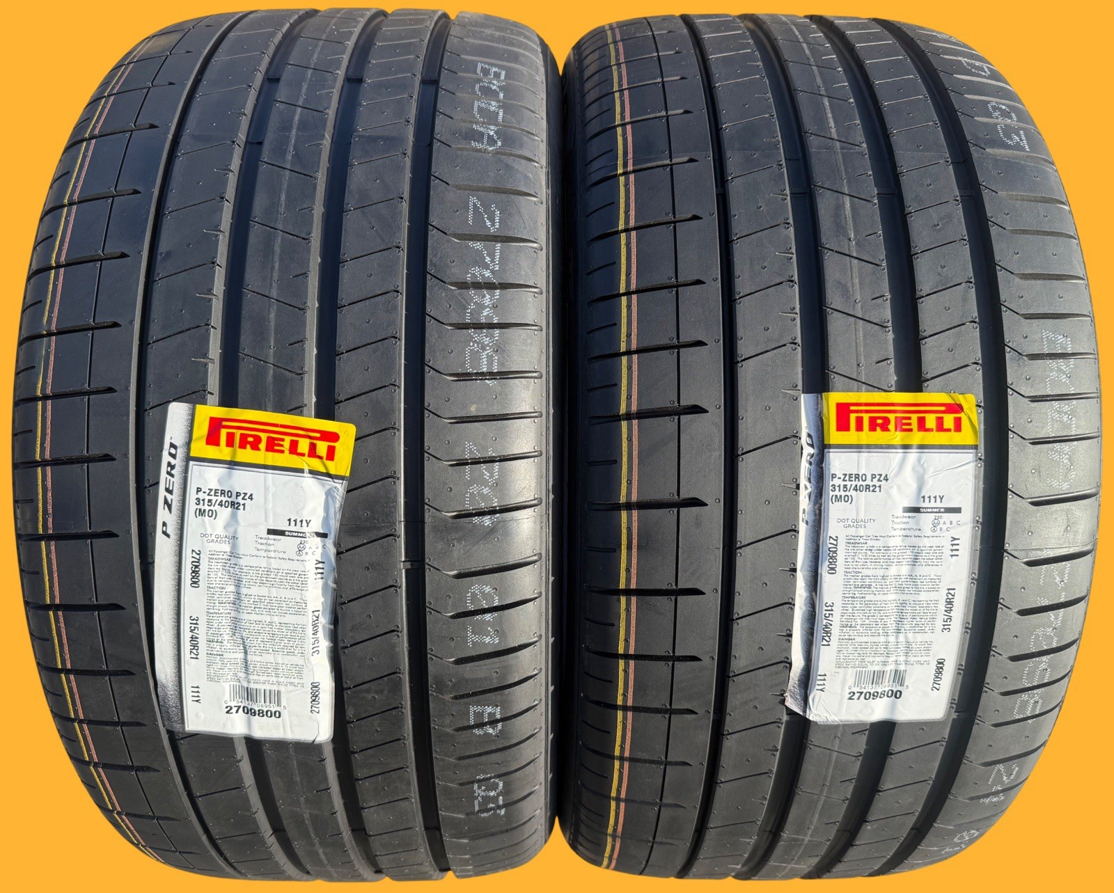 Set of TWO BRAND NEW 315/40R21 111Y Pirelli P Zero PZ4 Sport MO Mercedes Tires
