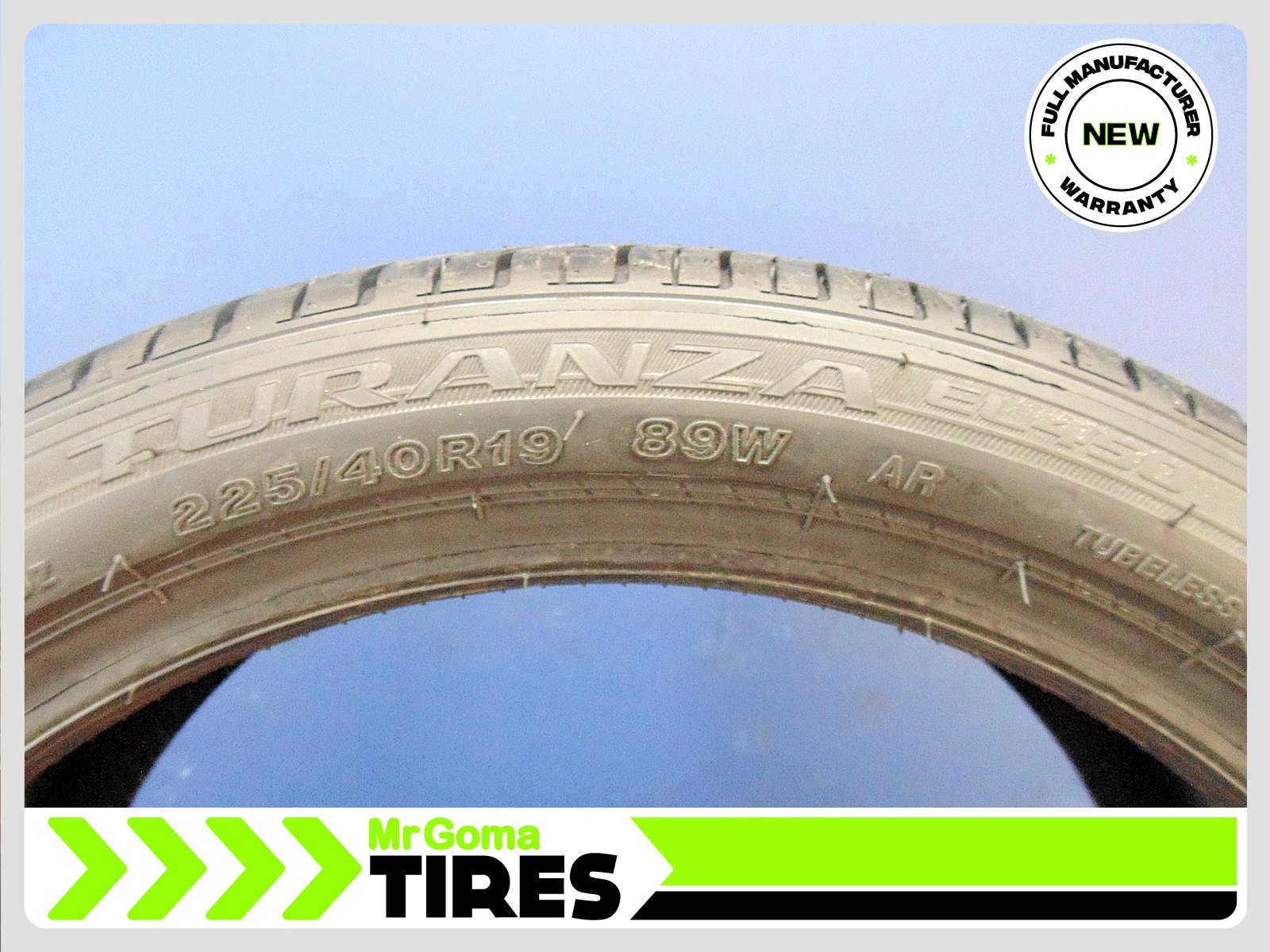 1 BRAND NEW 225/40R19 BRIDGESTONE TURANZA EL450 AR RSC RFT TIRE 89W Run flat