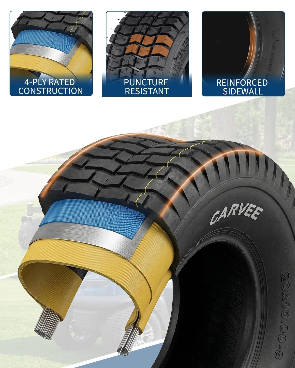 2pcs 9×3.50-4 Lawn Mower Tires 9×3.5-4 2PR Tubeless Lawn Mower Replacemen Tires