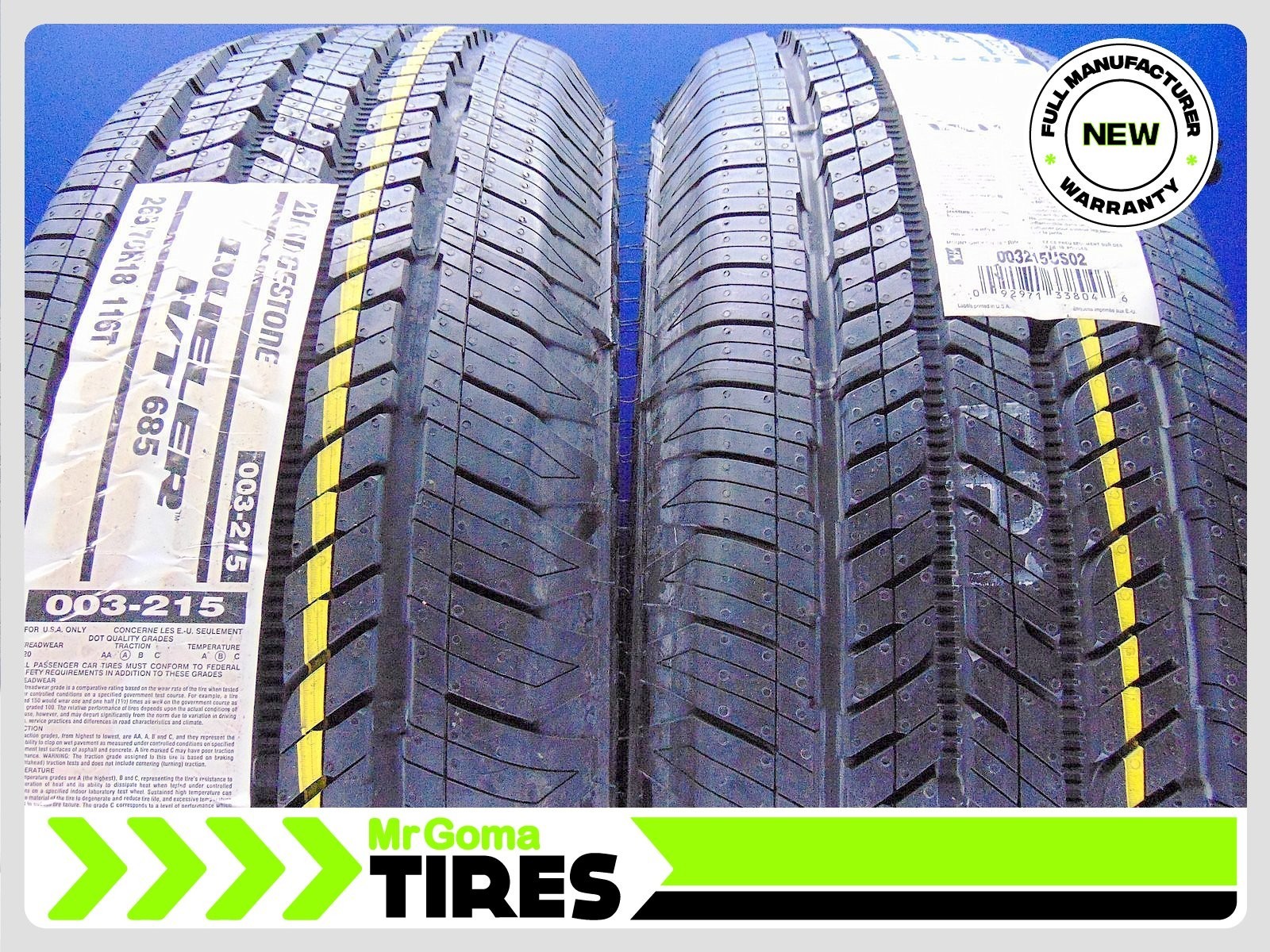 2 BRAND NEW 265/70R18 BRIDGESTONE DUELER H/T 685 TIRES 116T 2657018