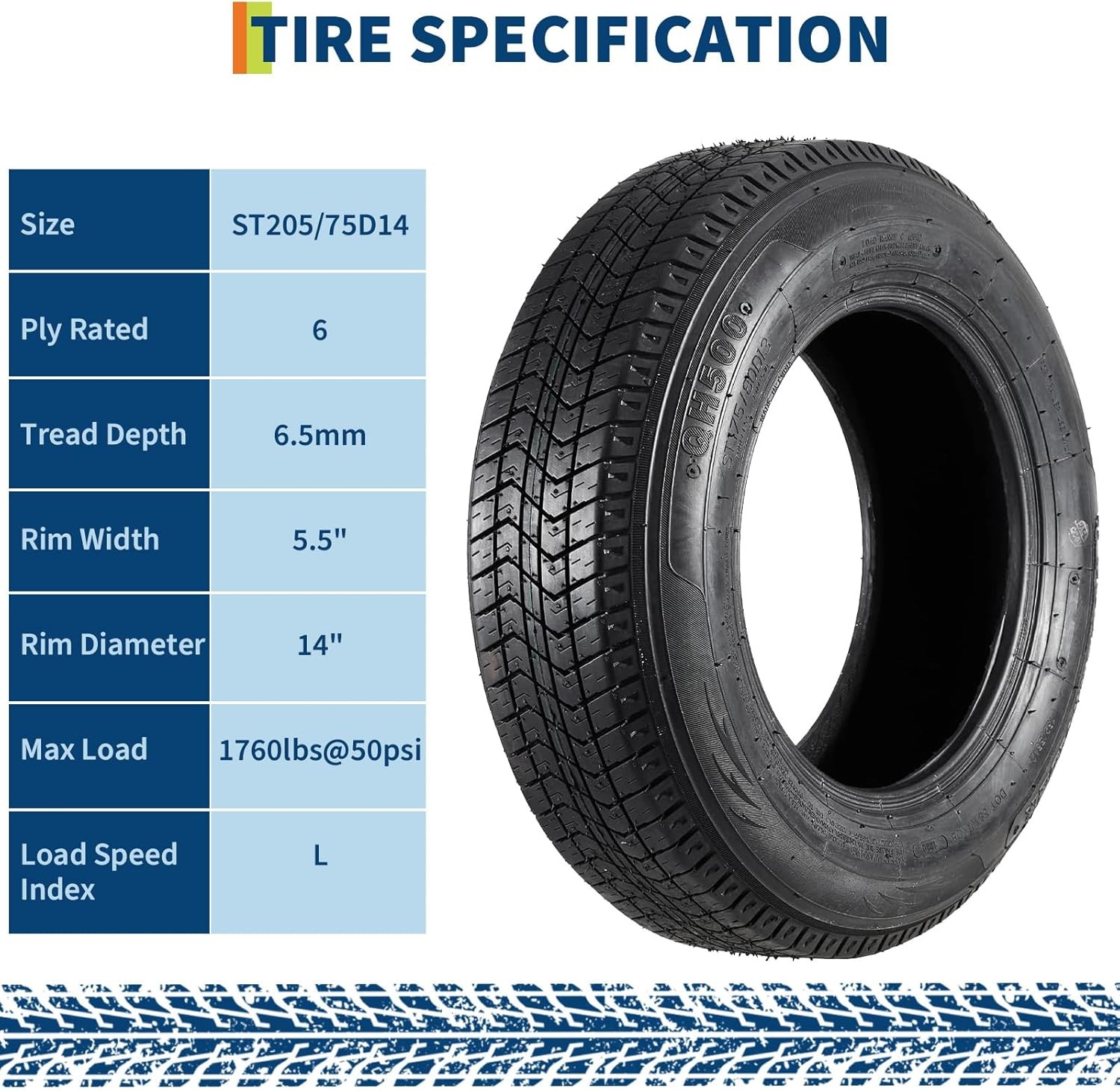 Set Of 2 Tires ST 205/75D14 205 75 14 Trailer Tires Load Range C 6 Ply Tyres