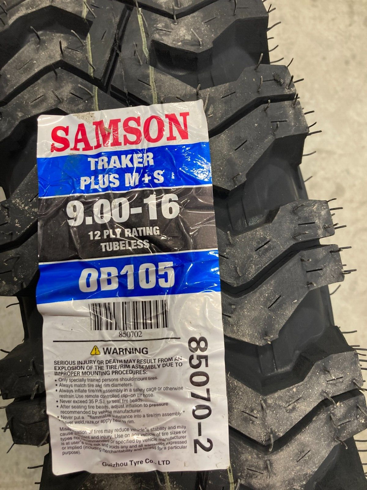 4 New Tires 9.00 16 Samson Bias Traker Plus M+S Mud Snow 12 ply Tubeless 9.00×16