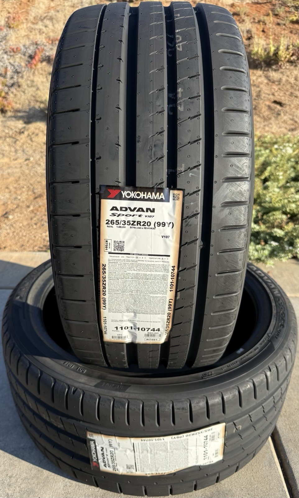 TWO BRAND NEW 265/35ZR20 Yokohama ADVAN Sport V107 Tires Like Michelin Pilot 4S!
