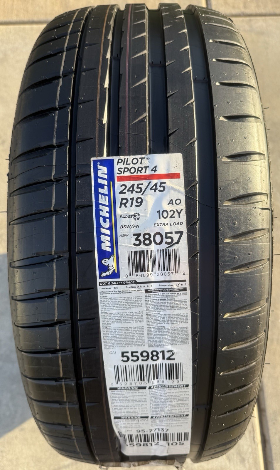 TWO BRAND NEW 245/45R19 102Y Michelin Pilot Sport 4 Noise Cancelling Tires