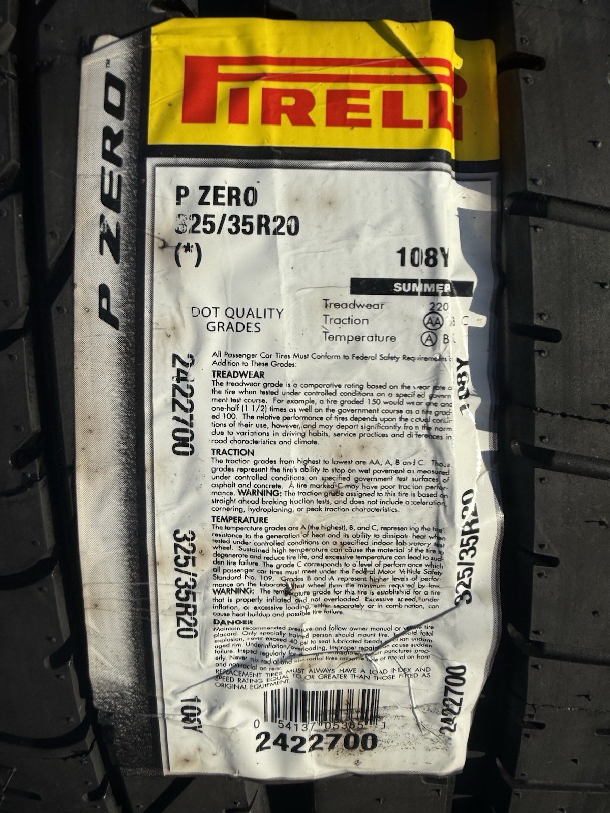Set of TWO BRAND NEW 325/35R20 108Y Pirelli P Zero BMW X5M X6M Tires 3253520