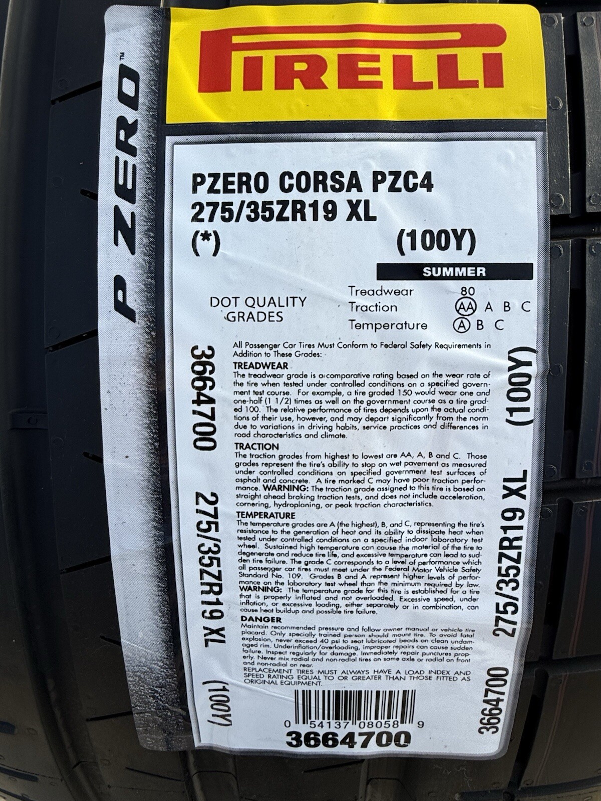 TWO NEW 275/35ZR19 Pirelli P Zero Corsa PZC4 Tires Like Michelin Cup 2 2753519