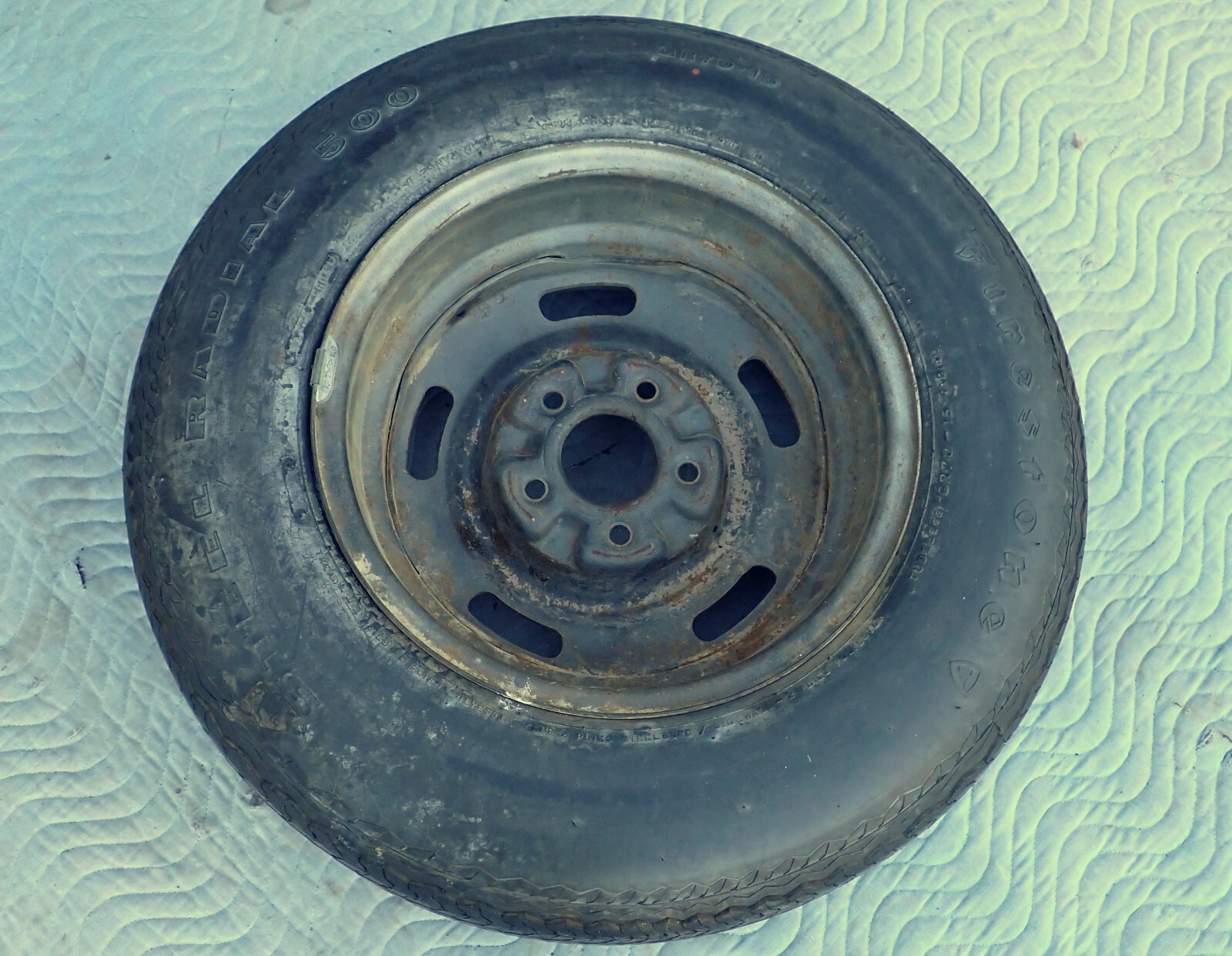 GM 15×8 Rally Wheel Firestone GR70-15 Steel Radial 500 Tire 70s Corvette OEM