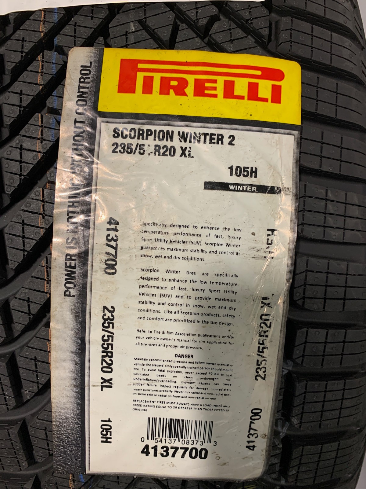 1 New 235 55 20 Pirelli Scorpion Winter 2 Extra Load Snow Tire