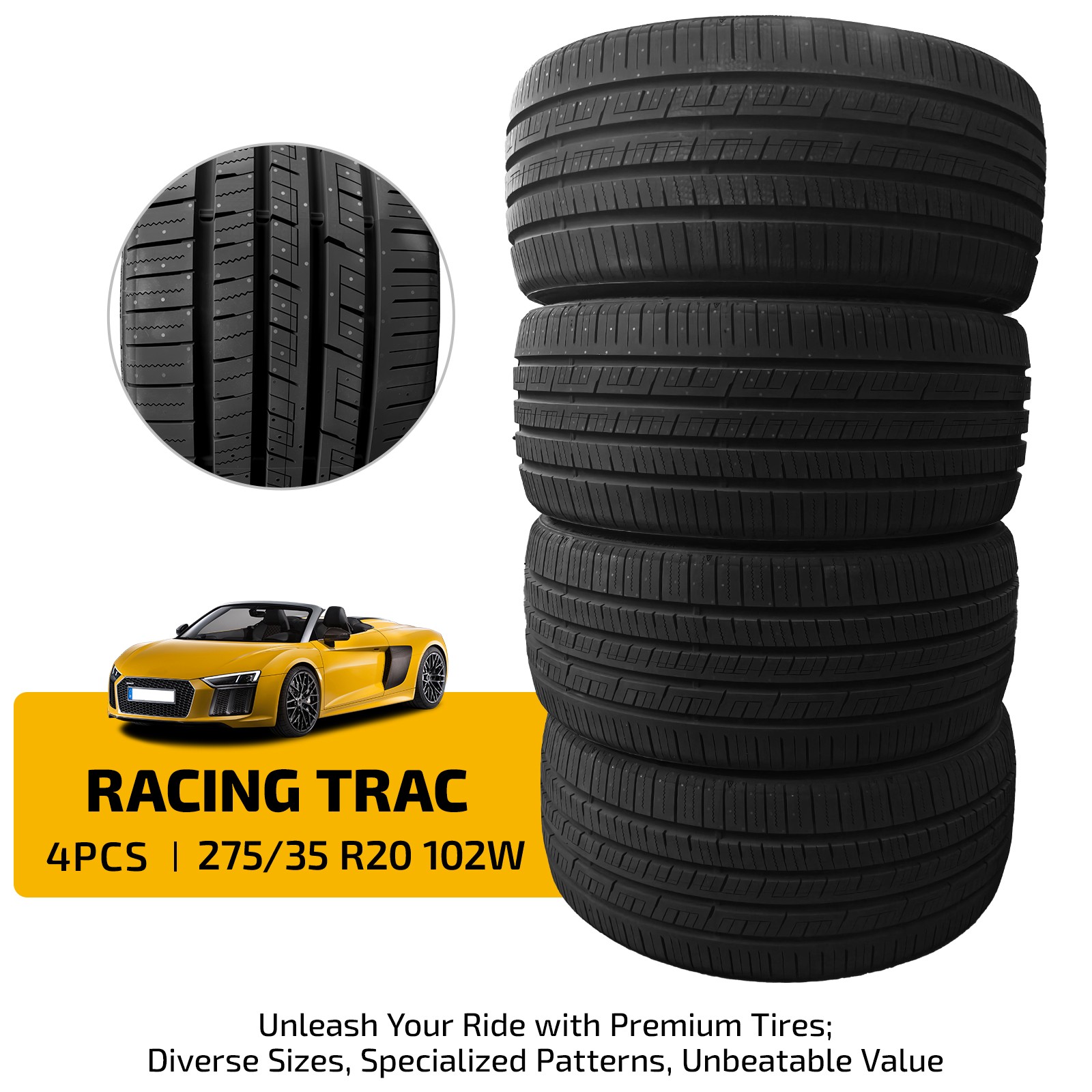 Ultra High Performance Tires 275/35ZR20 102W All Season 7.4mm 420AA BSW Set of 4