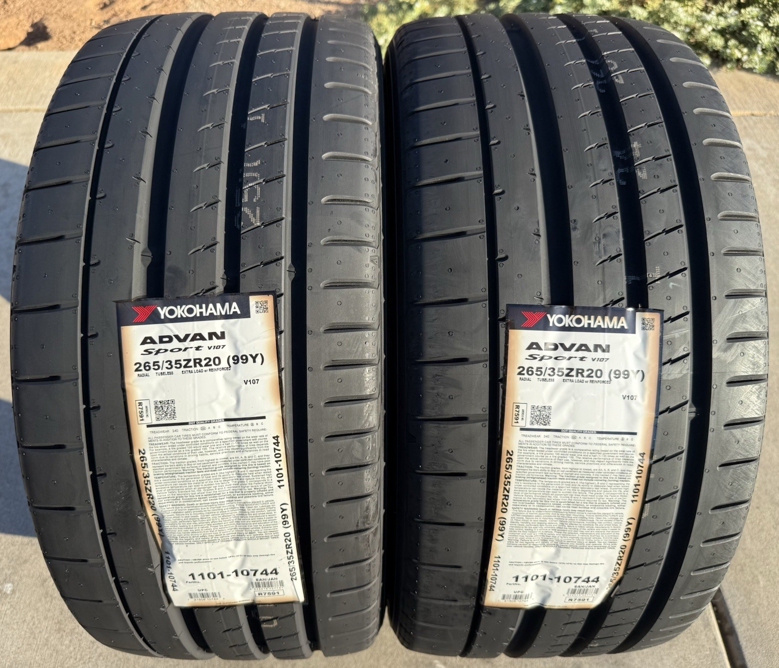TWO BRAND NEW 265/35ZR20 Yokohama ADVAN Sport V107 Tires Like Michelin Pilot 4S!