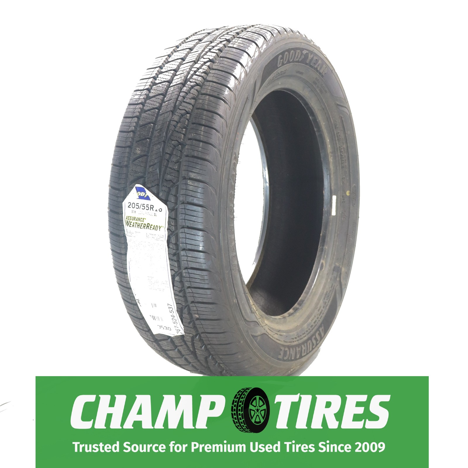 Set Of 2 P205/55R16 Goodyear New Assurance Weather Ready 91 H New 10/32nds