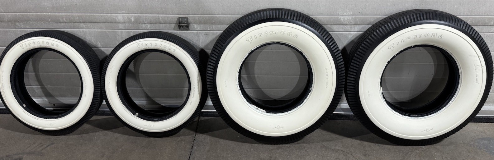 Set Of Firestone Bias Ply Wide White Hot Rod Tires 16” Used