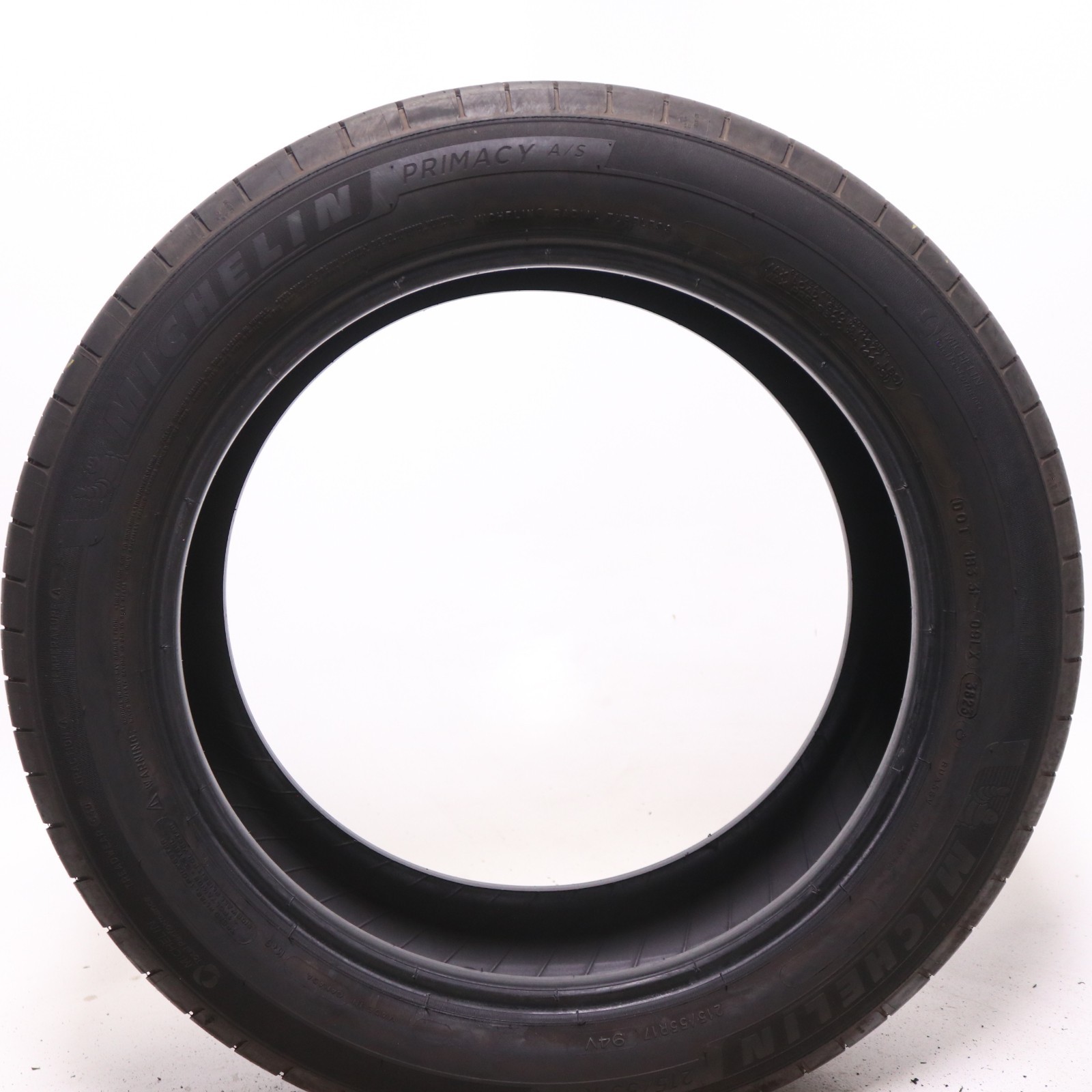 Set of 2 Used 215/55R17 Michelin Primacy A/S – 94V – 7.5/32 No Repairs