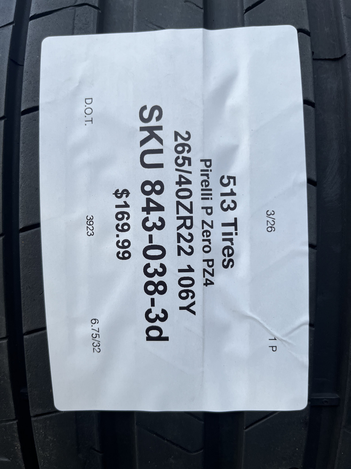 1 Tire Pirelli P Zero PZ4 J LR 265/40ZR22 106Y DOT.3923 6.75/32