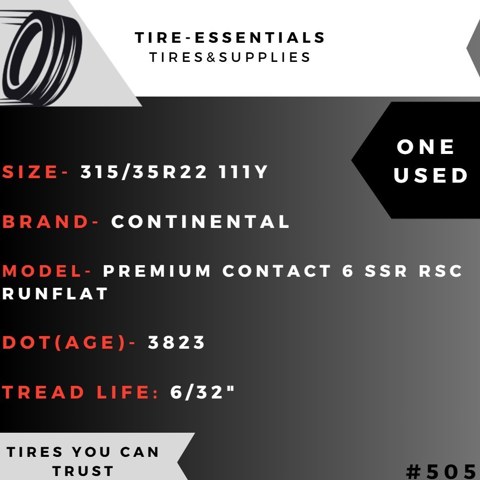 1(One) 315/35R22 Continental PremiumContact6 SSR RSC 111Y – 6/32″ 3153522