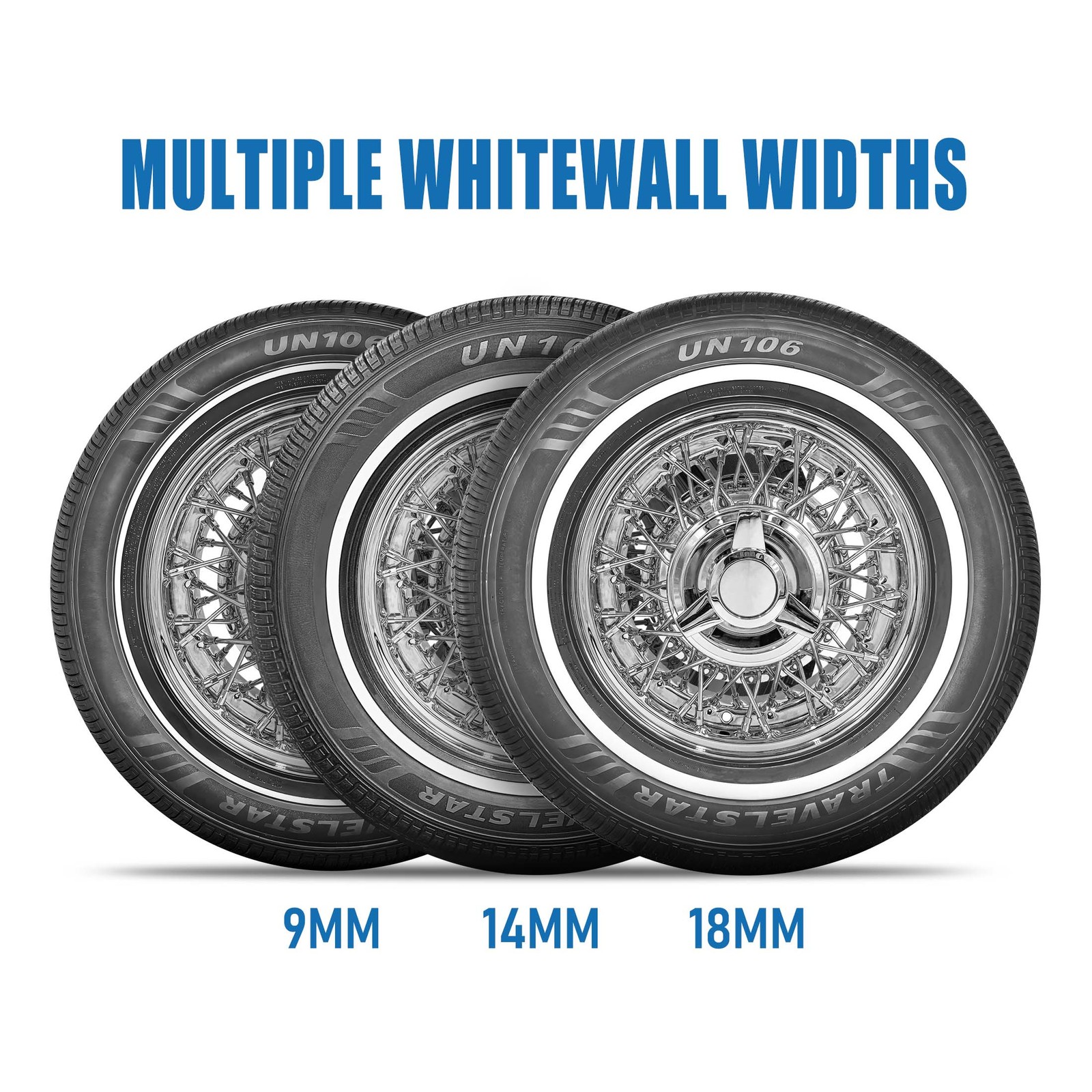 Set of 2 Travelstar UN106 155/80R13 79T 14mm White Wall A/S Passenger Car Tire