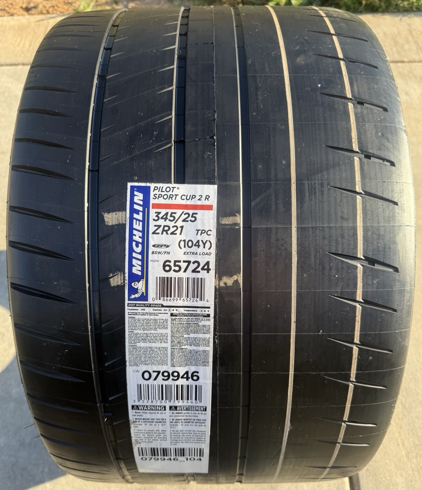 TWO BRAND NEW 345/25ZR21 (104Y) Michelin Pilot Sport Cup 2R ZP C8 Corvette Tires