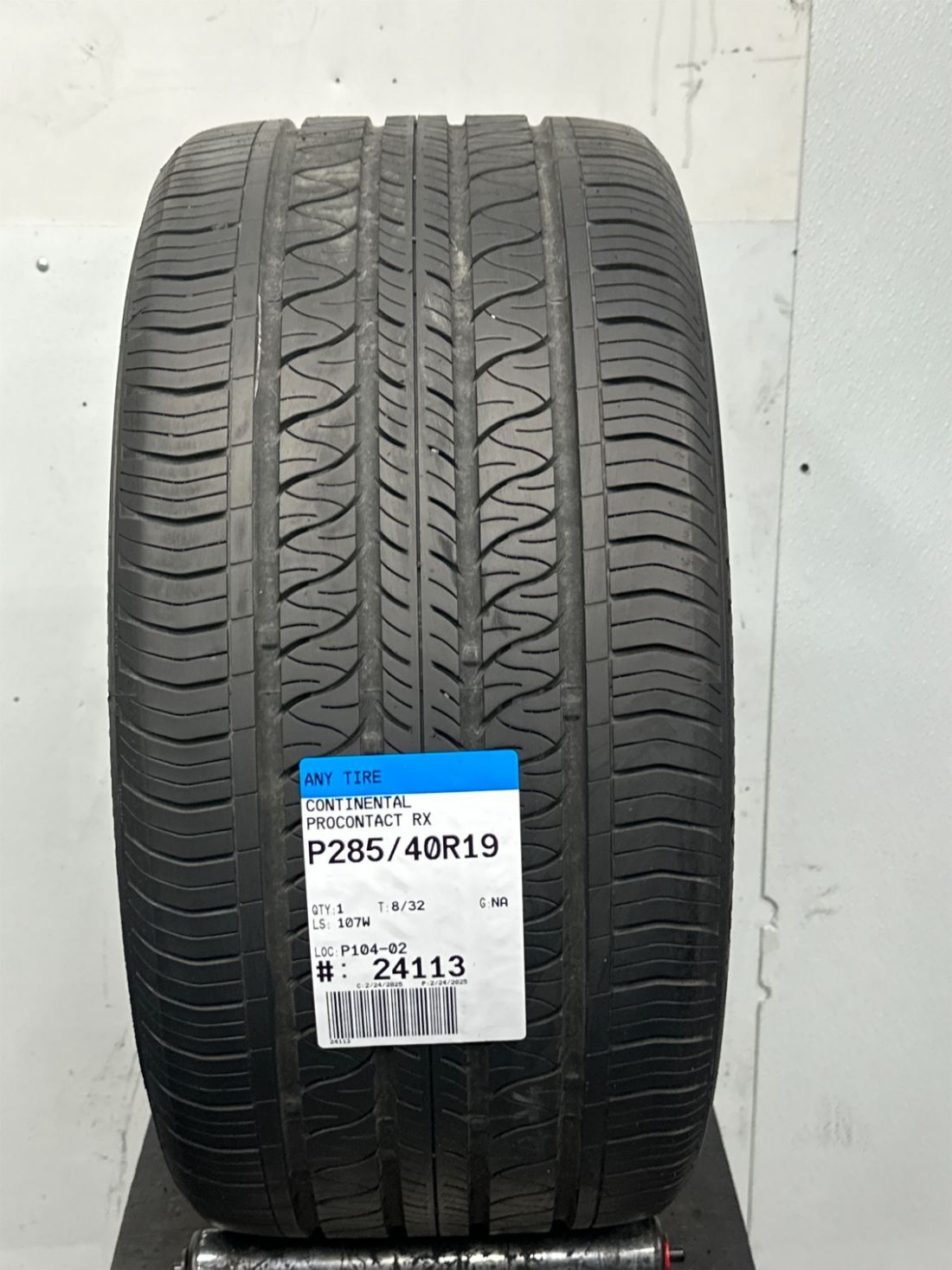 Used P285/40R19 Continental ProContact RX 107 W – 8/32