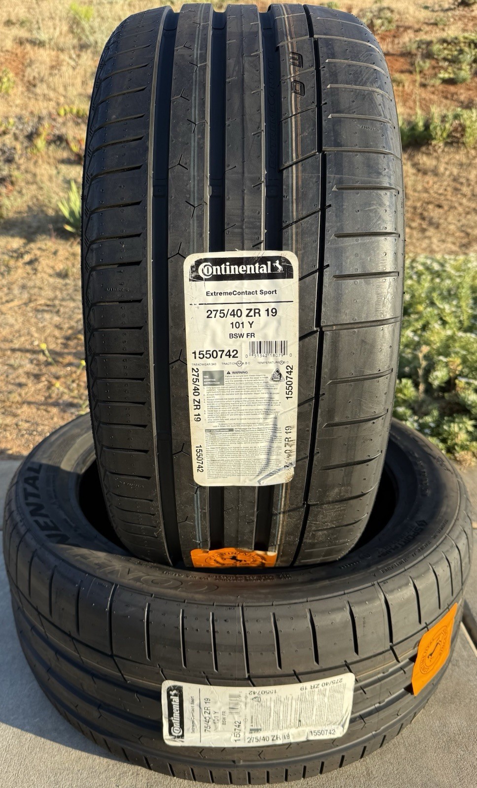 TWO BRAND NEW 275/40ZR19 Continental ExtremeContact Sport Like Michelin Sport 4S