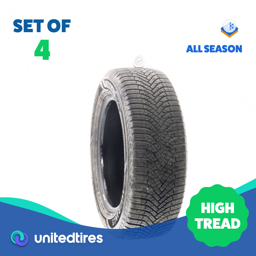 Set of (4) Used 225/60R17 Goodyear Assurance WeatherReady 2 99V – 9.5/32