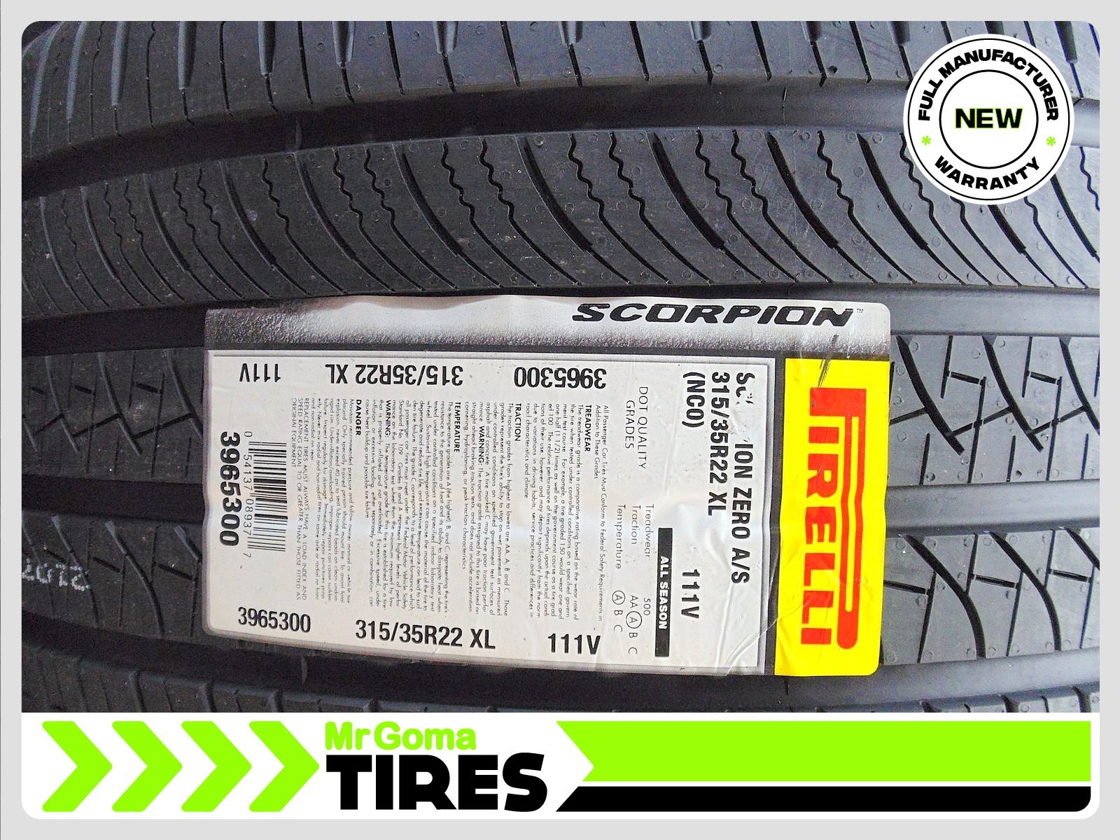 4x BRAND NEW 315/35R22 PIRELLI SCORPION ZERO A/S NC0 XL TIRES PORSCHE 3153522