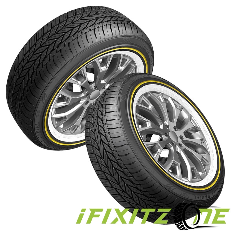 2 Vogue Custom Built Gold Stripe+White Sidewall 235/50R18 101V 60K MILE Warranty