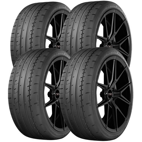 (QTY 4) 225/45R18 Yokohama ADVAN Apex V601 95Y XL Black Wall Tires