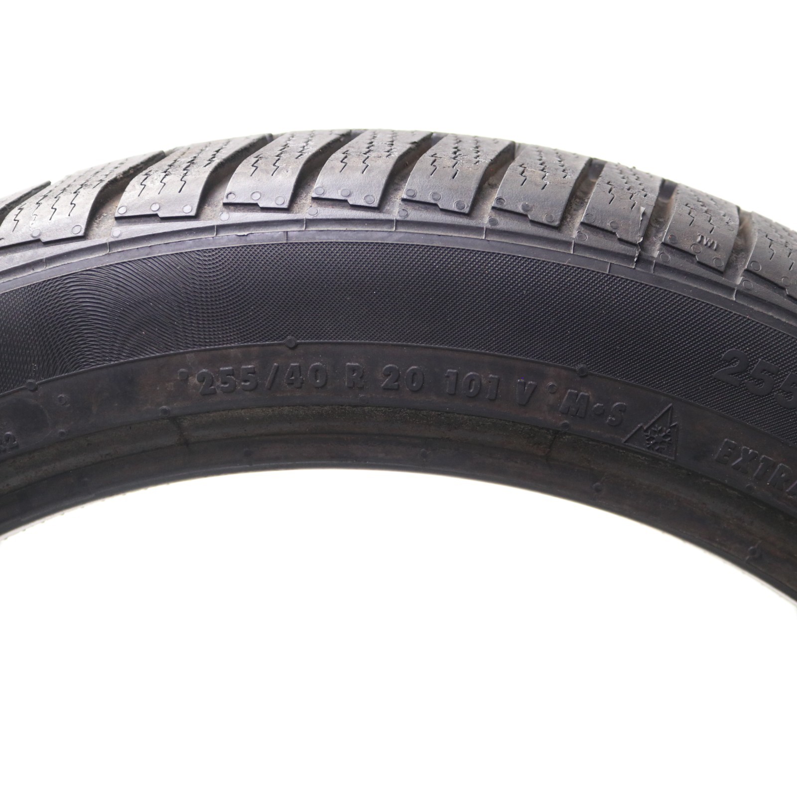 Used 255/40R20 Continental ContiWinterContact TS830P NO – 101V 9.5/32 No Repairs