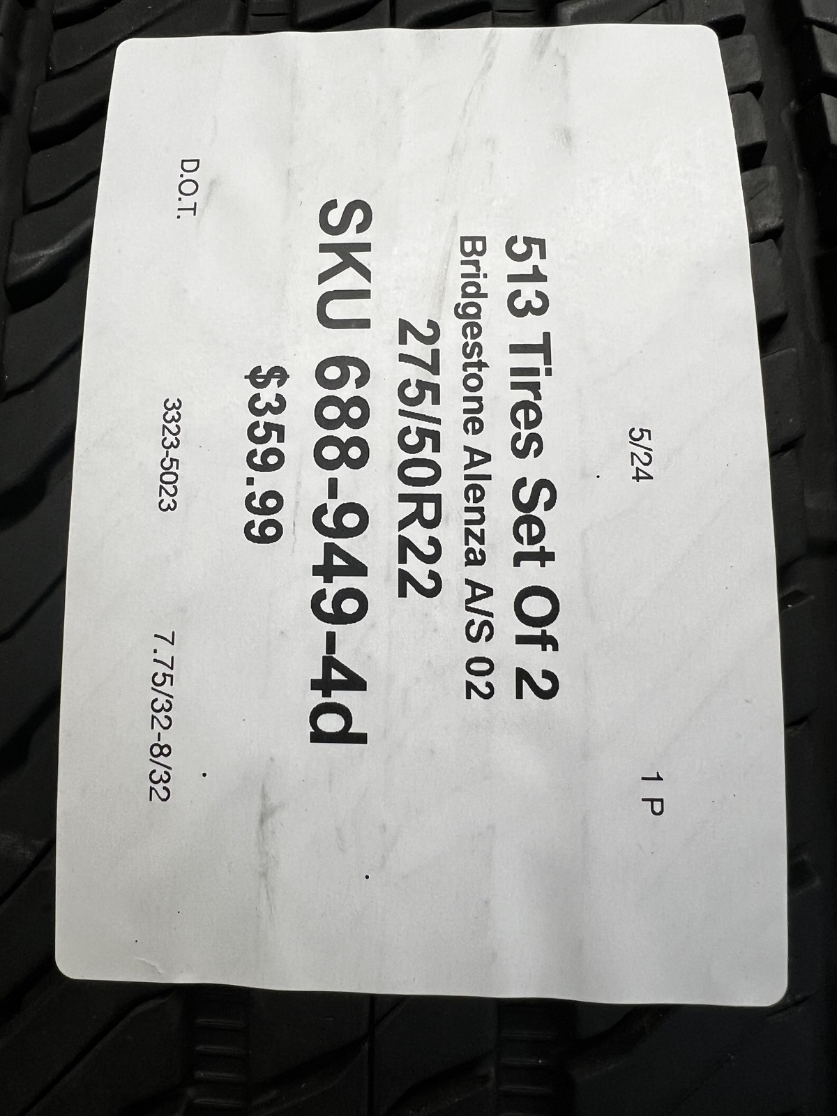 Set Of 2 Tires Bridgestone Alenza A/S 02 275/50R22 111H