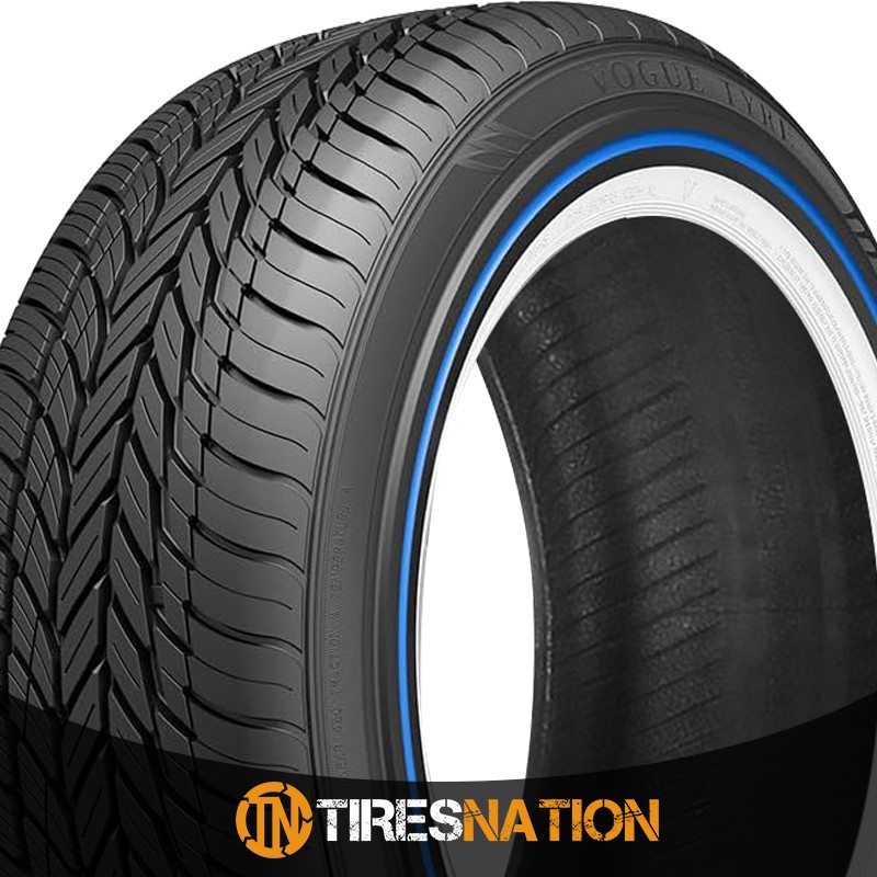 (1) New Vogue Custom Built Radial White/Blue 215/70R15XL 103H Tires