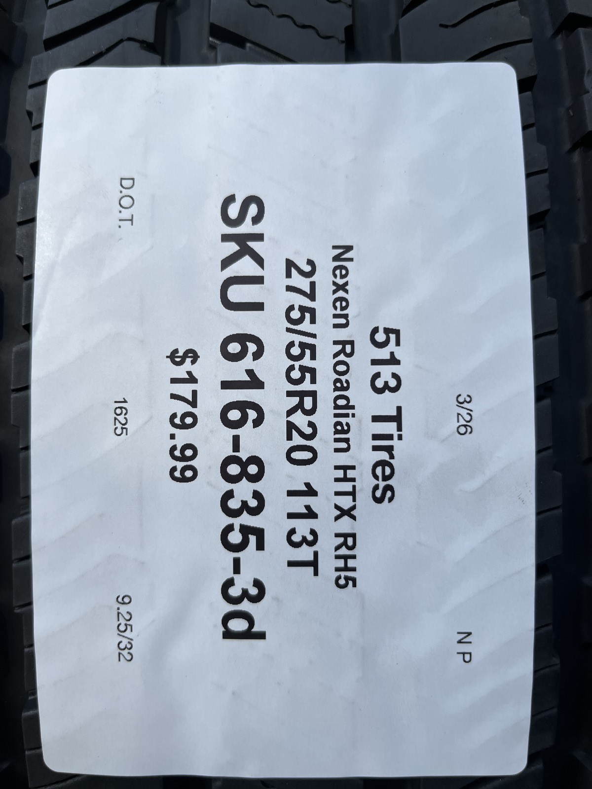 1 Tire Nexen Roadian HTX RH5 275/55R20 113T DOT.1625 9.25/32 No Patch